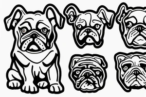 Bulldog and small dog as firefighters tattoo idea
