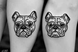 Bulldog and small dog as firefighters tattoo idea