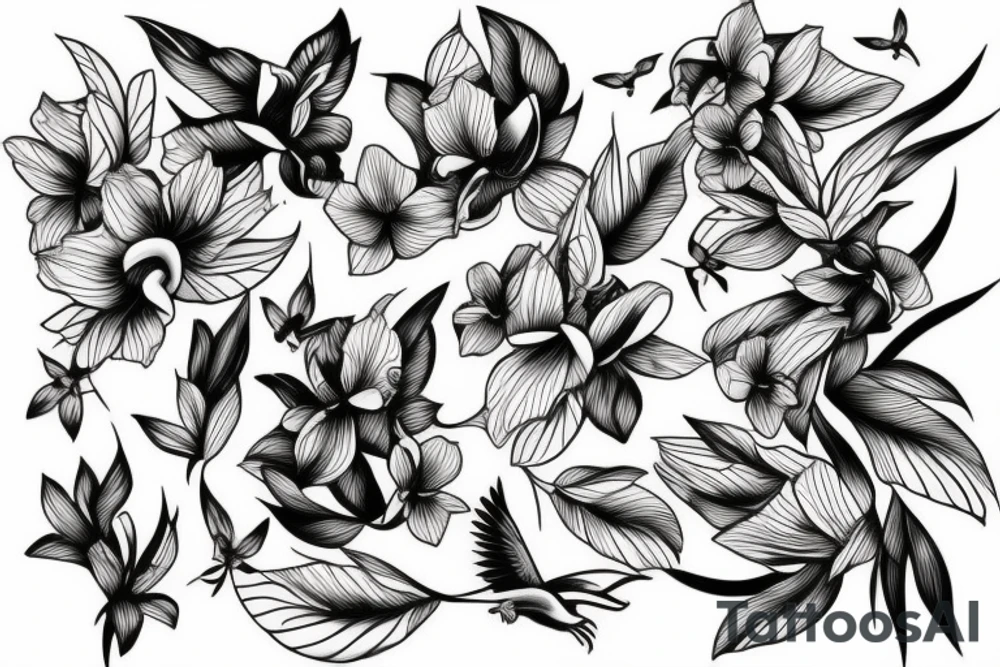 Dove and Orchids tattoo idea