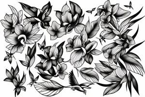 Dove and Orchids tattoo idea