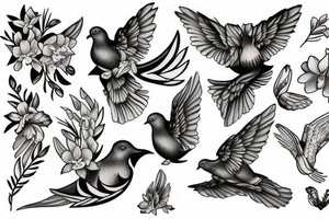 Dove and Orchids tattoo idea