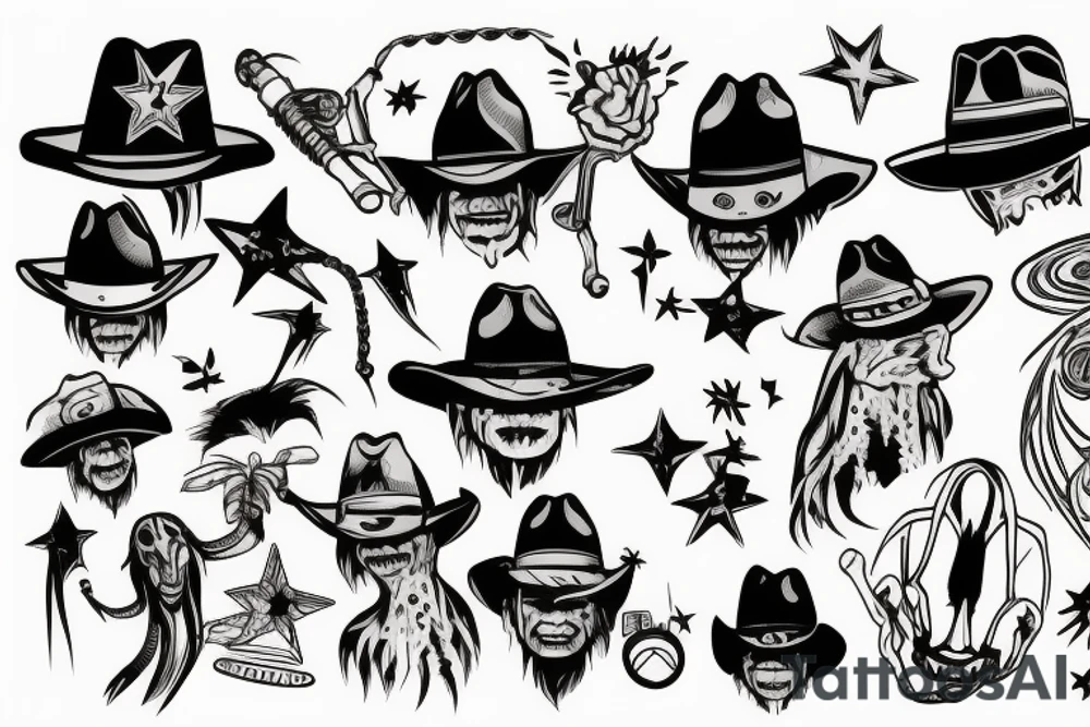 Alien with a cowboy hat tattoo idea