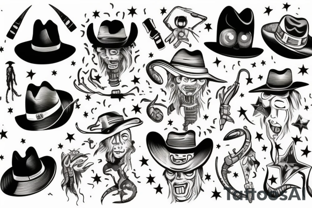 Alien with a cowboy hat tattoo idea