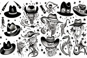 Alien with a cowboy hat tattoo idea