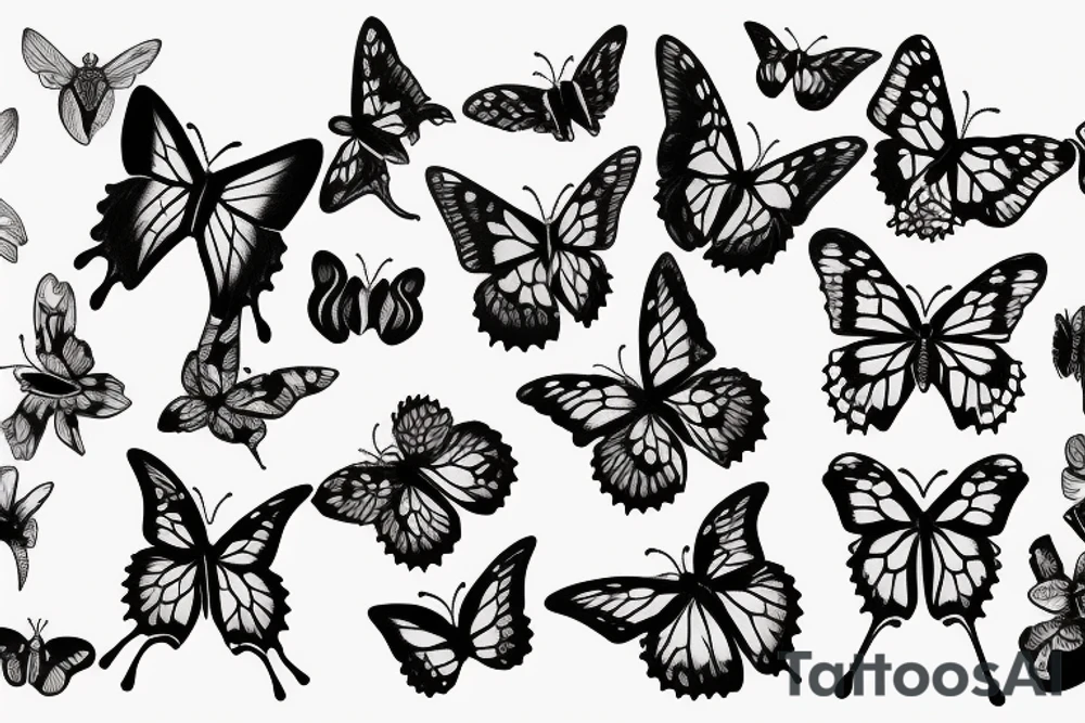 Butterfly on Orchids tattoo idea