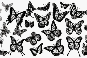 Butterfly on Orchids tattoo idea