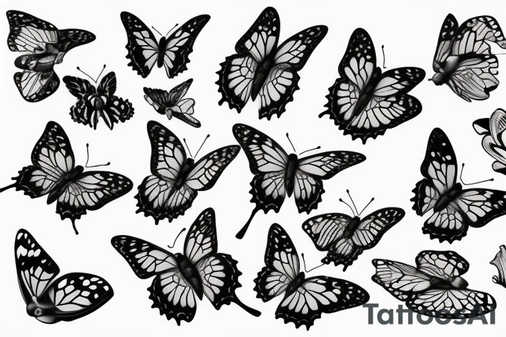 Butterfly on Orchids tattoo idea