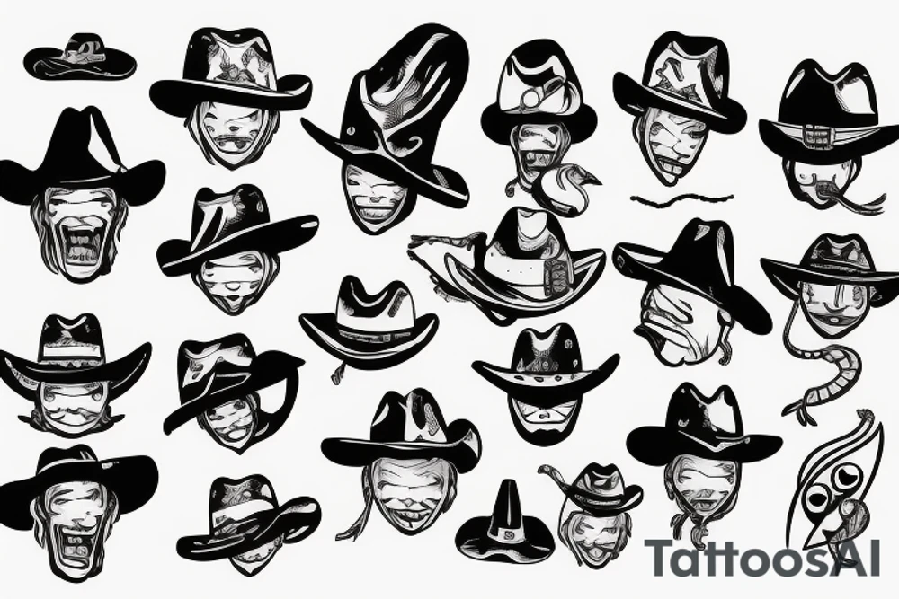 Alien head with a cowboy hat tattoo idea