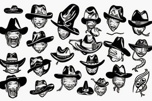 Alien head with a cowboy hat tattoo idea