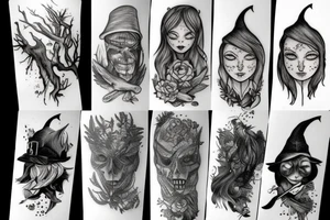 witch, forest tattoo idea