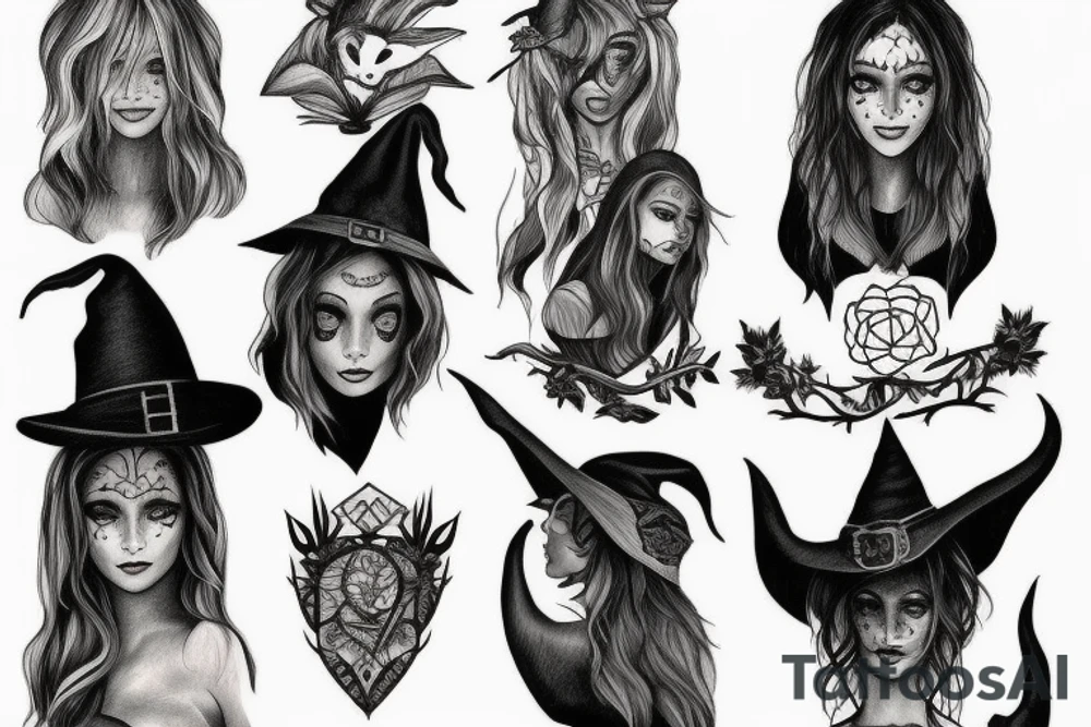 witch, forest tattoo idea