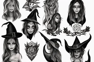witch, forest tattoo idea