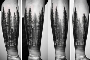 witch, forest, pine tree tattoo idea