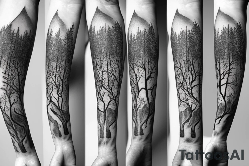 witch, forest, spruce tattoo idea