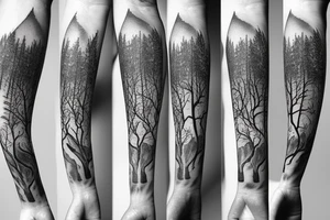 witch, forest, spruce tattoo idea