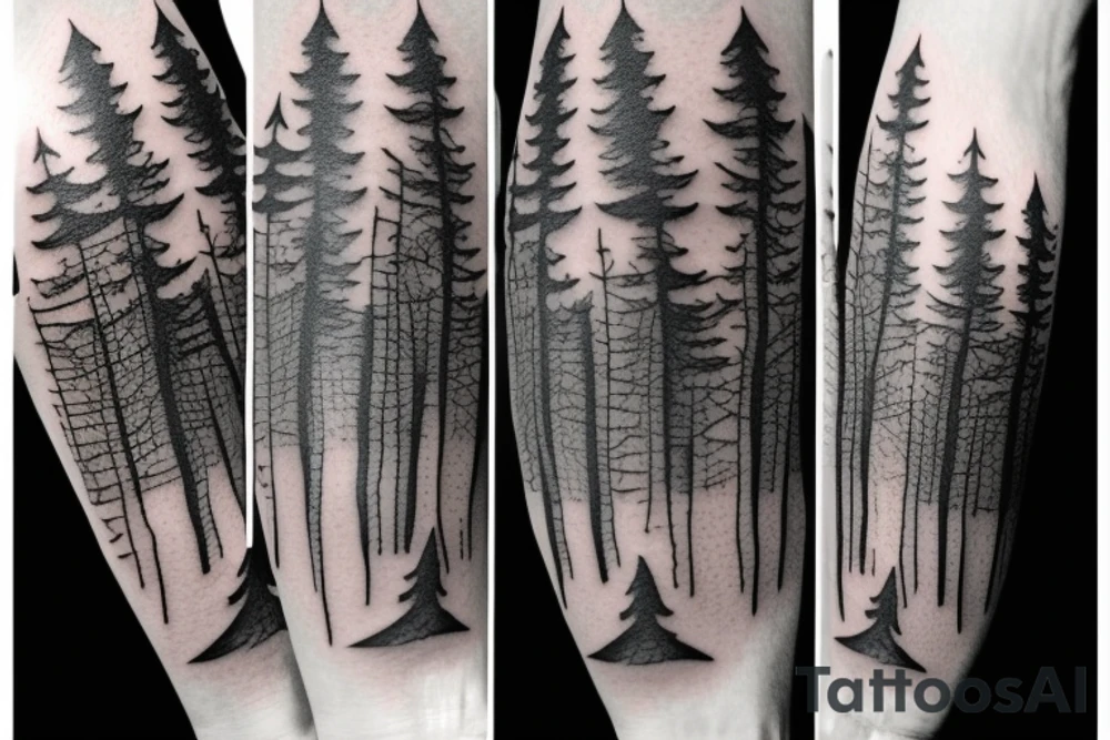 witch, forest, spruce tattoo idea
