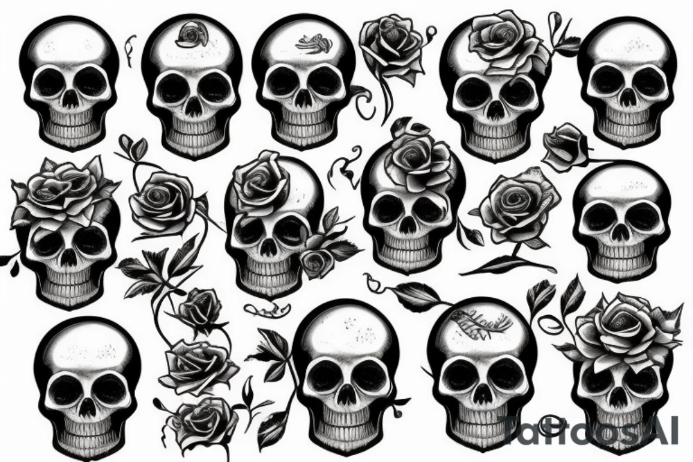 skull, roses tattoo idea