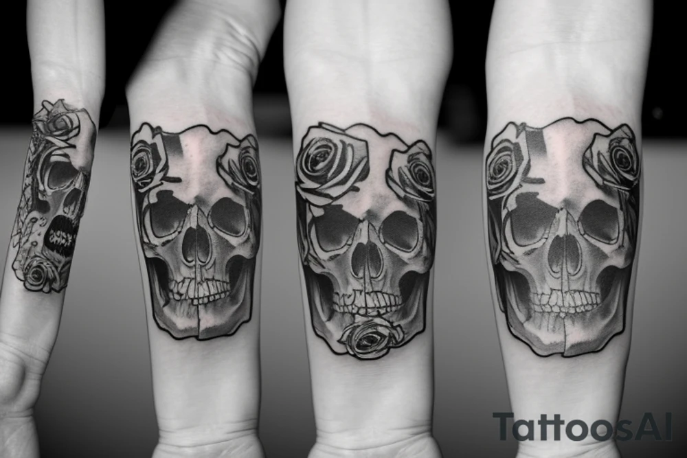 skull, roses tattoo idea
