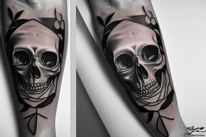 skull, rose. skeleton tattoo idea