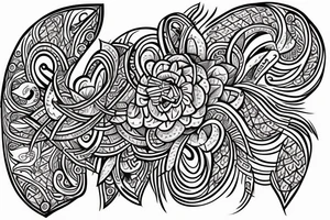 spell Plaksha With Heart and flute tattoo idea