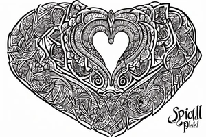 spell Plaksha With Heart and flute tattoo idea