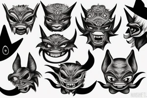 oni mask, witch tattoo idea