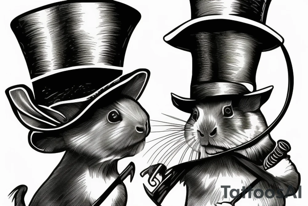 guinea pig, top hat, scythe tattoo idea
