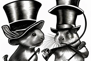 guinea pig, top hat, scythe tattoo idea