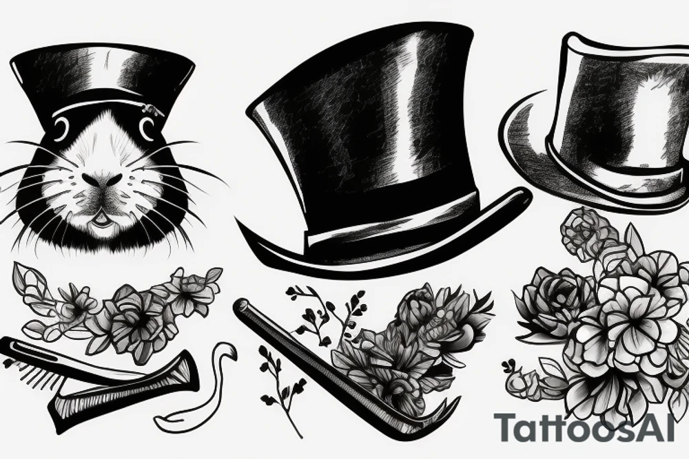 guinea pig, top hat, scythe tattoo idea