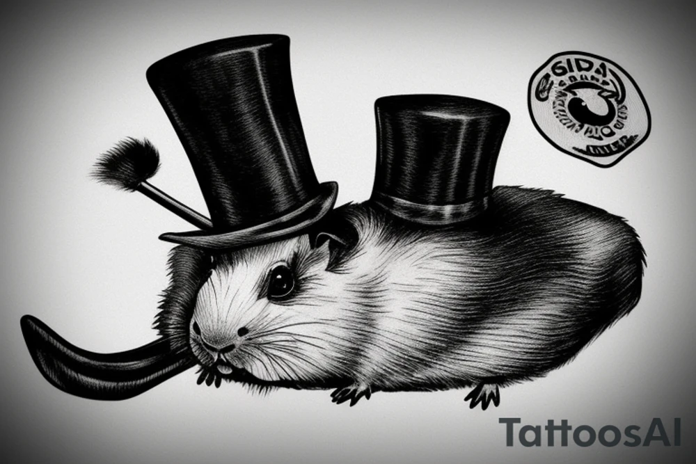 guinea pig, top hat, scythe tattoo idea
