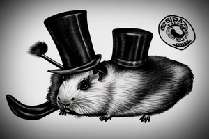 guinea pig, top hat, scythe tattoo idea