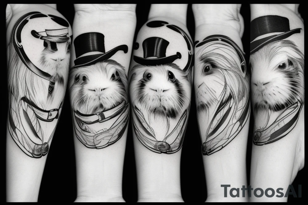 guinea pig, top hat, scythe, evil looking tattoo idea