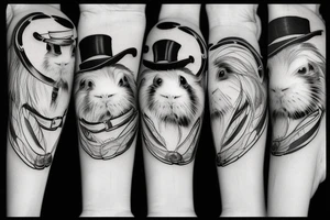 guinea pig, top hat, scythe, evil looking tattoo idea