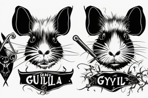 guinea pig, suit, scythe, evil looking tattoo idea