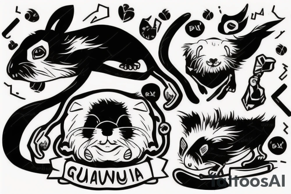 guinea pig, suit, scythe, evil looking tattoo idea