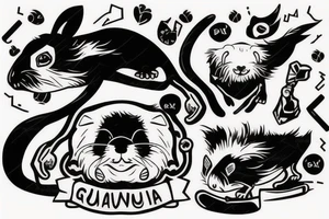 guinea pig, suit, scythe, evil looking tattoo idea