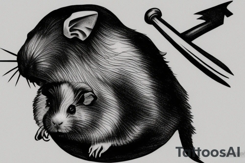 guinea pig, suit, scythe, evil looking tattoo idea