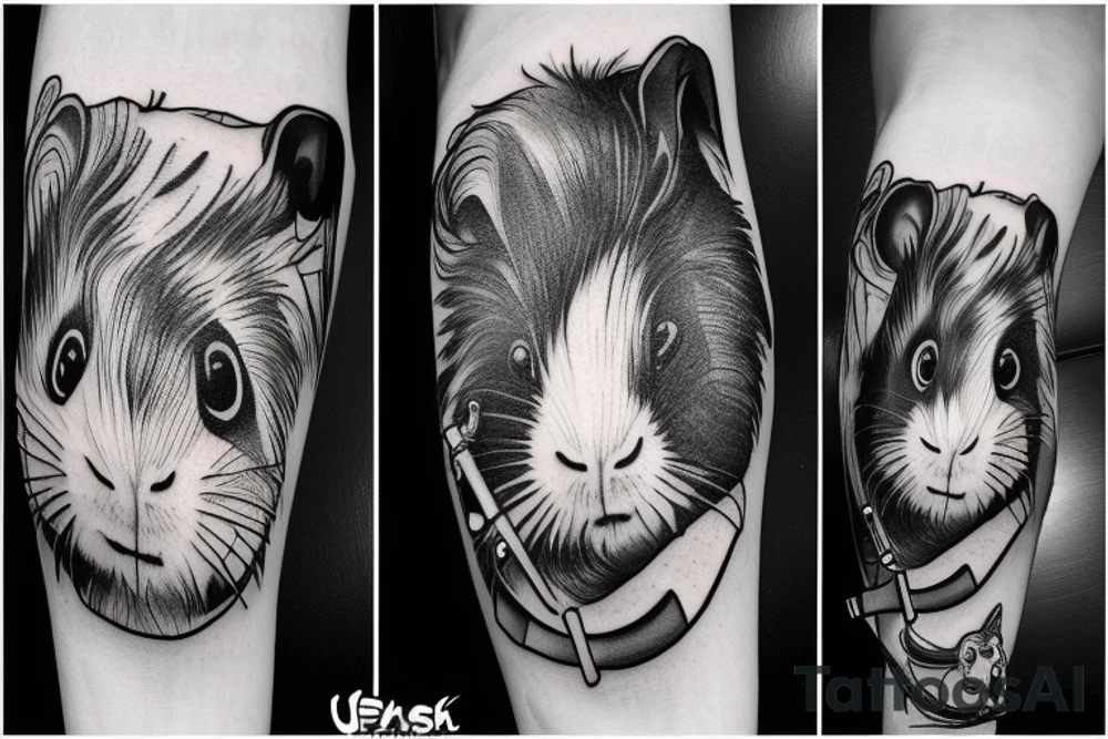 guinea pig, suit, scythe, evil looking tattoo idea
