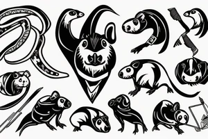 guinea pig, suit, scythe, evil looking tattoo idea