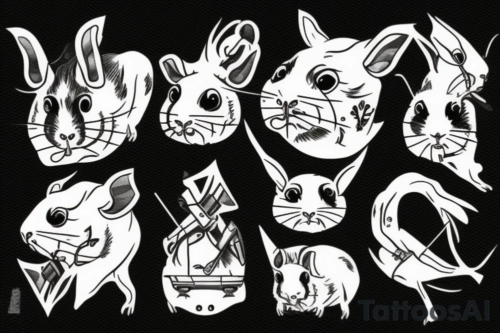 guinea pig, suit, scythe, evil looking tattoo idea