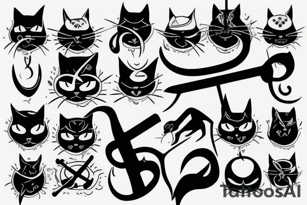 cat, suit, scythe, evil looking tattoo idea
