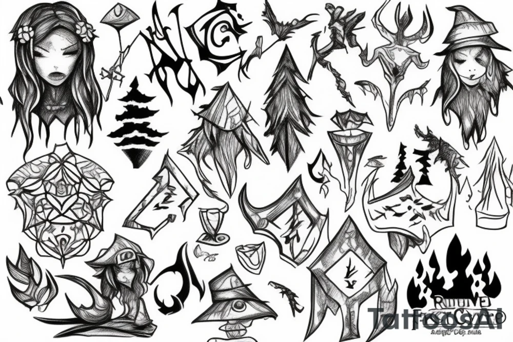 runescape, forest, witch tattoo idea