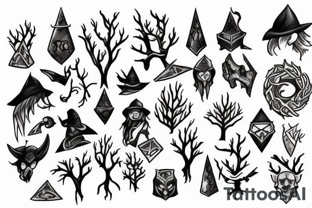 runescape, forest, witch tattoo idea