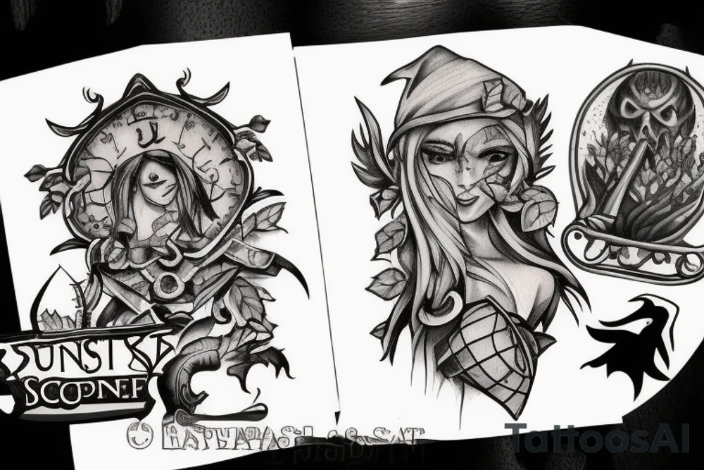runescape, forest, witch tattoo idea