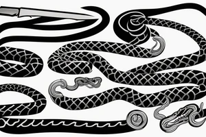 snake coiled on a knife tattoo idea