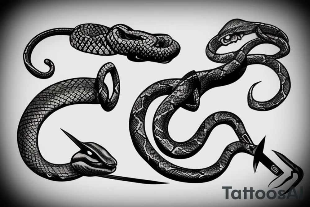 snake wrapped on a knife tattoo idea