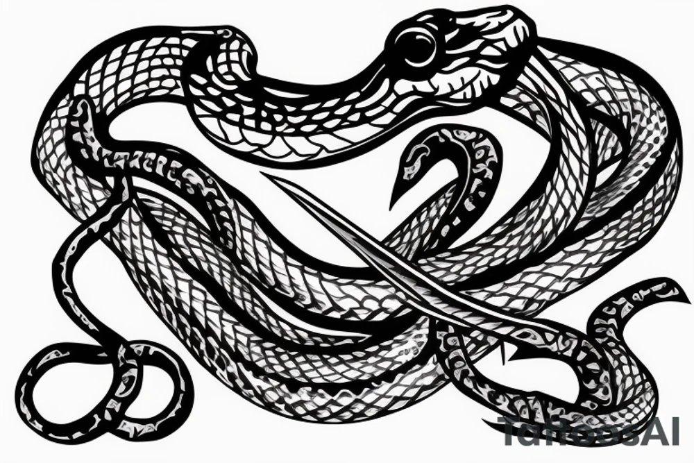 snake wrapped on a knife tattoo idea