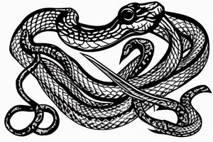 snake wrapped on a knife tattoo idea