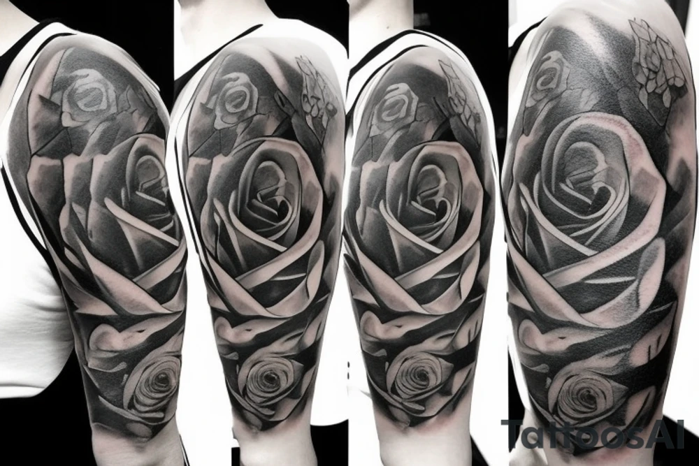 rose on fire tattoo idea