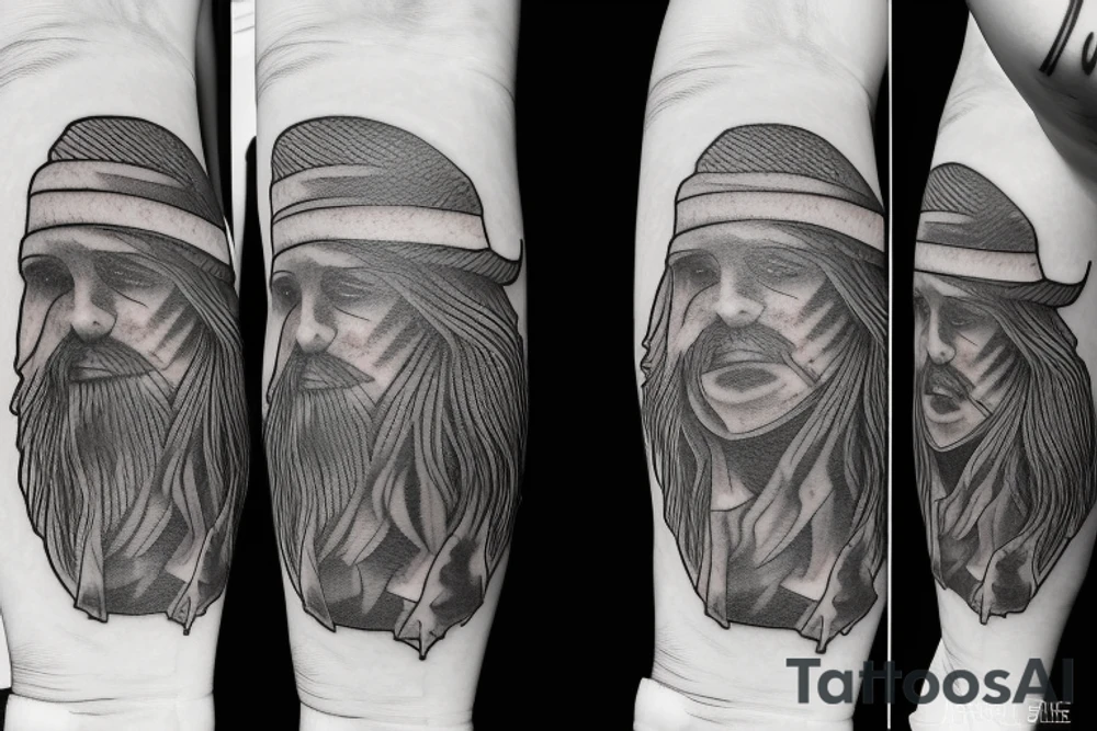wizard, spruce tree hat tattoo idea